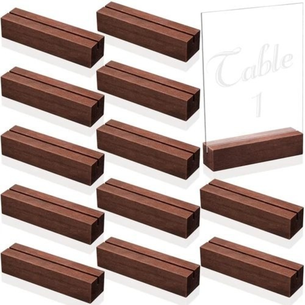 Zonon 20 Pieces Wood Place Card Holders Brown Rustic Table Number‎ Stands TW5510